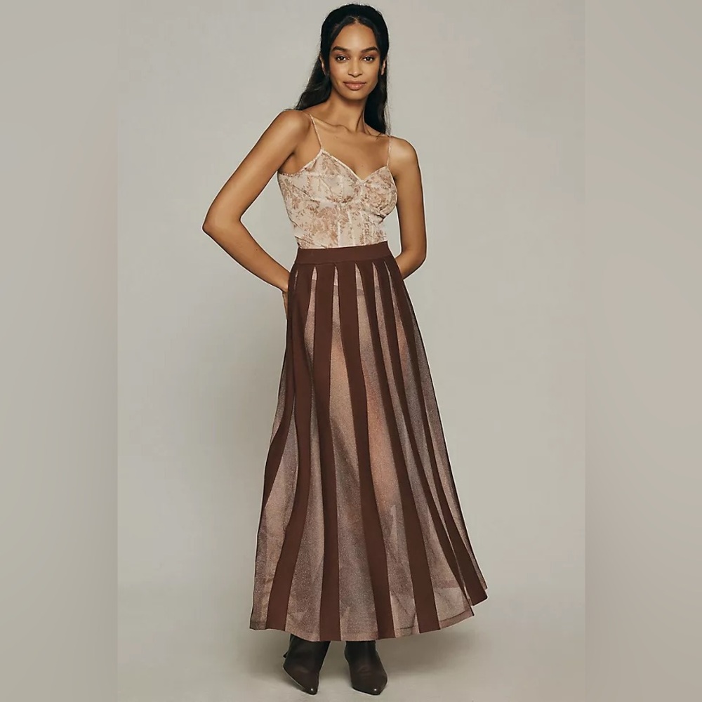 ANTHRO Sheer Panel Knit Maxi Skirt